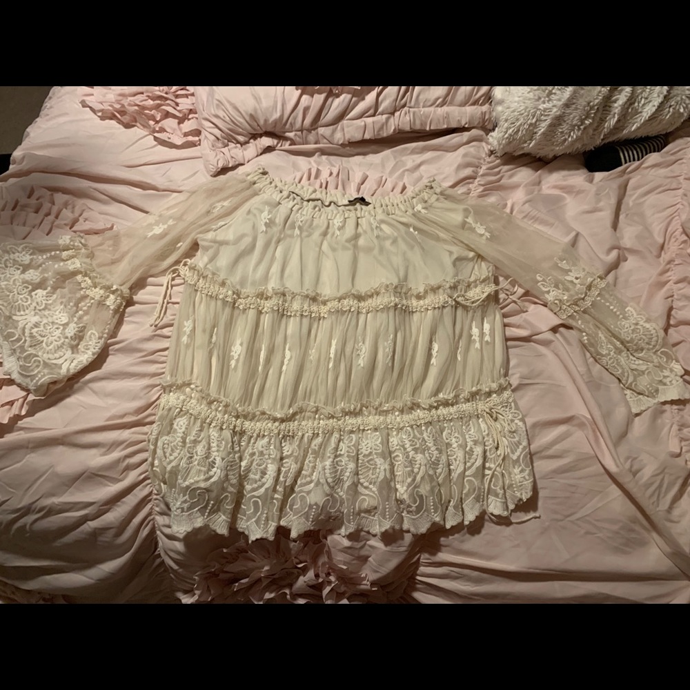 Lace off the shoulder blouse